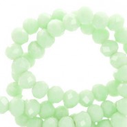 Faceted glass beads 4x3mm disc Pastel green-pearl shine coating
